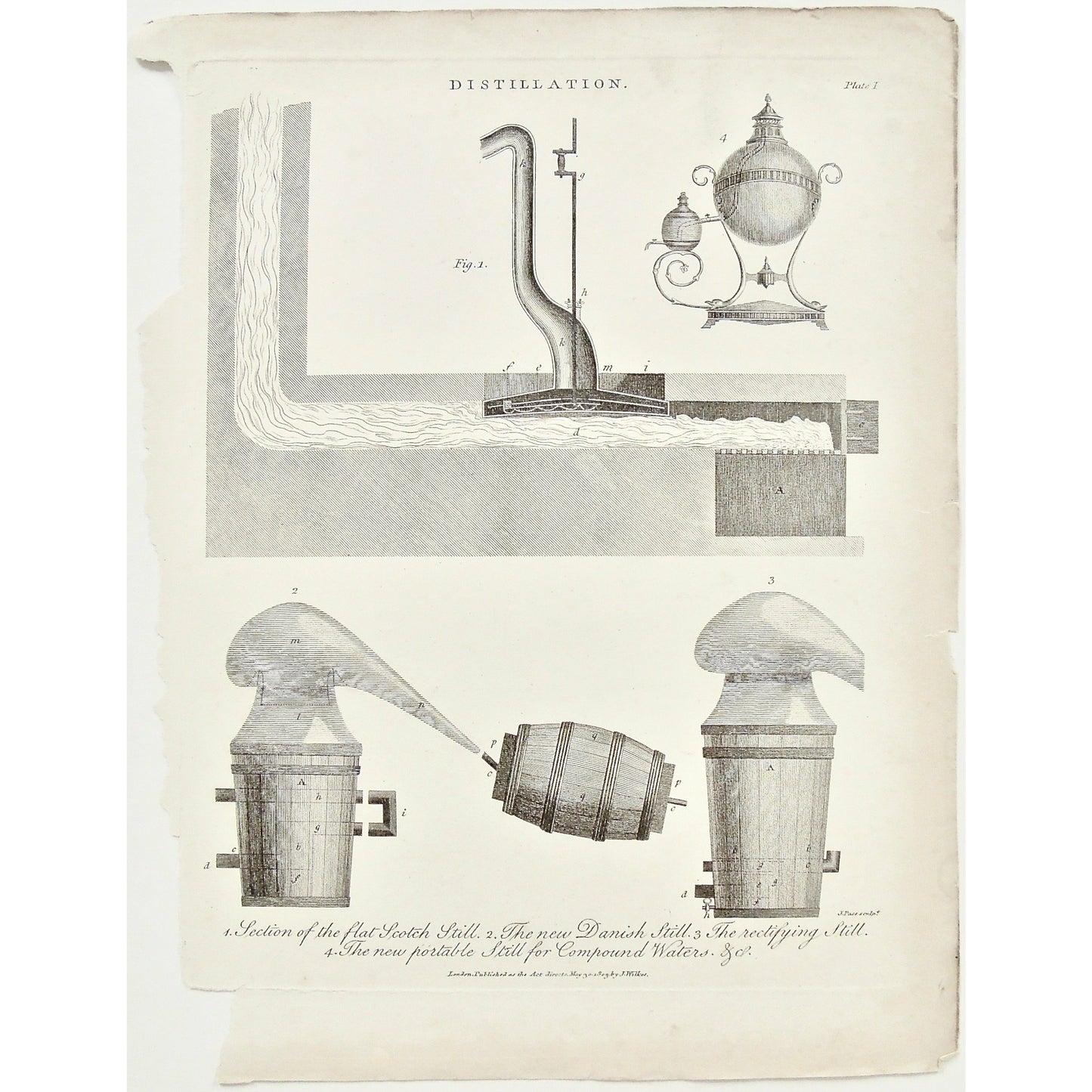 Distillation, Distillery, Distil, process, Section, Flat Scotch Still, Scotch, Danish Still, Danish, Still, Flat, rectifying still, portable still, compound water, mechanics, apparatus, engineering, distilling, alcohol, booze, barrels, Whiskey, Universal Dictionary, Dictionary, Encyclopaedia Londinensis, Encyclopedia, London, Antique Print, Antique, Prints, Vintage, Vintage Art, Art, Wall art, Decor, wall decor, Home Decor, Interior design, Interior, Historical, History, Art History, design, engraving,