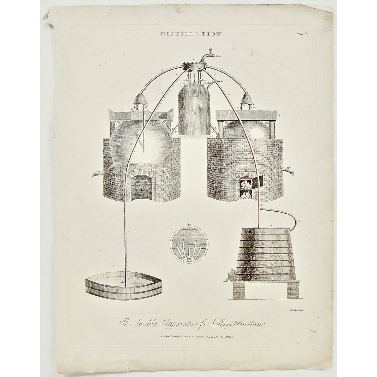 Distillation, Distillery, Distil, process, Section, double apparatus, double, diagram, machines, machines, boiler, mechanics, apparatus, engineering, distilling, alcohol, booze, barrels, scotch, Whiskey, Universal Dictionary, Dictionary, Encyclopaedia Londinensis, Encyclopedia, London, Antique Print, Antique, Prints, Vintage, Vintage Art, Art, Wall art, Decor, wall decor, Home Decor, Interior design, Interior, Historical, History, Art History, design, engraving, original, authentic, Collectors, Collectable,