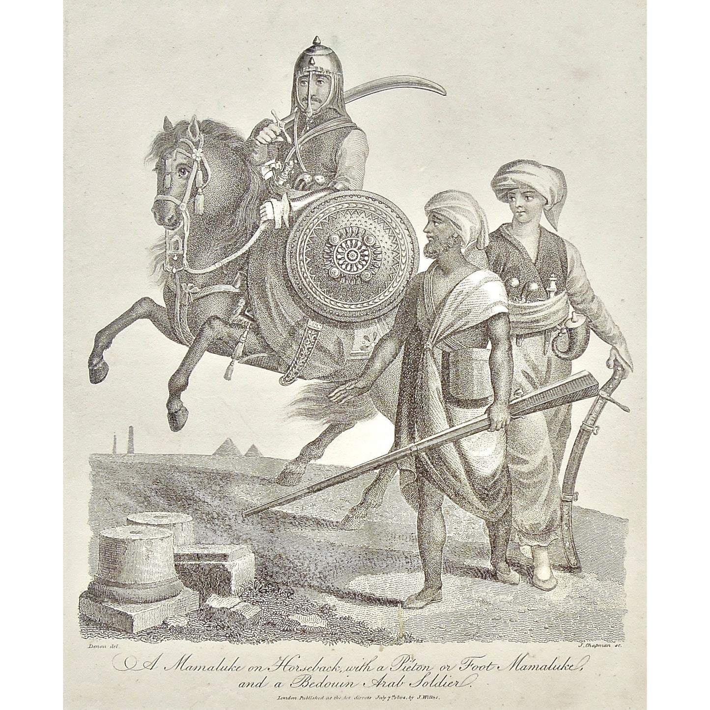 Mamaluke, Horseback, horse, horses, riding, shield, armour, helmet, rifle, sword, sword and shield, Bedouin, Arab, Soldier, Soldiers, costume, dress, head scarf, knives, arab soldier, Piéton, Foot Mamaluke, Footman, Horse rearing, Antique Prints, Prints, Antique, Original, Rare, Rare prints, printmaking, rare books, antique books, old prints, vintage prints, authentic prints, middle eastern prints, Middle East, Slaves, History of Art, art history, historical prints, wall decor, wall art, home decor, design