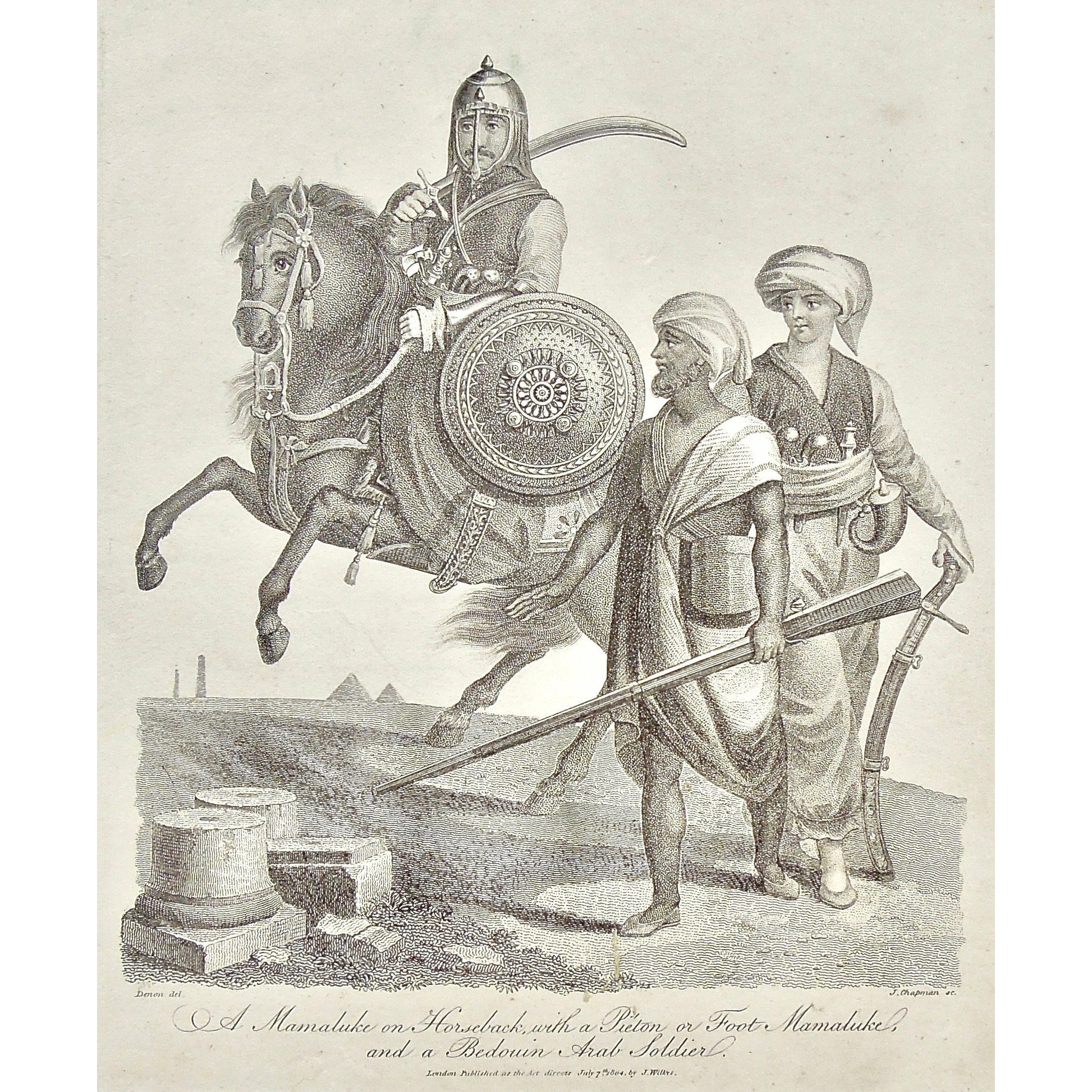 Mamaluke, Horseback, horse, horses, riding, shield, armour, helmet, rifle, sword, sword and shield, Bedouin, Arab, Soldier, Soldiers, costume, dress, head scarf, knives, arab soldier, Piéton, Foot Mamaluke, Footman, Horse rearing, Antique Prints, Prints, Antique, Original, Rare, Rare prints, printmaking, rare books, antique books, old prints, vintage prints, authentic prints, middle eastern prints, Middle East, Slaves, History of Art, art history, historical prints, wall decor, wall art, home decor, design