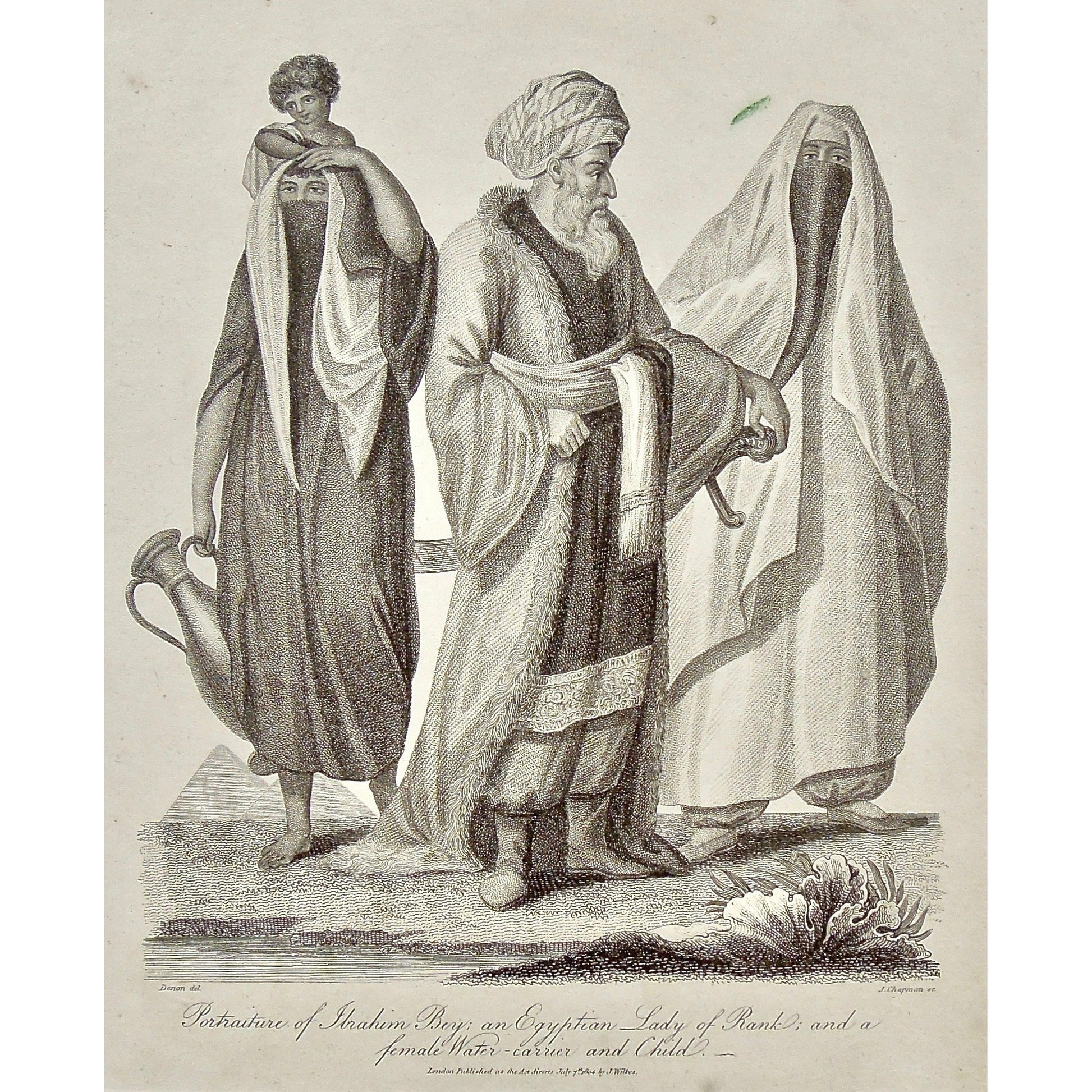 Portrait, Portraiture, Ibrahim Bey, Ibrahim, Bey, Egyptian, Egyptian Lady, Lady, Lady of Rank, Female water carrier, water carrier, Child, Costume, clothing, attire, dress, head scarves, Hijab, Burqa, pyramids, Egypt, Vase, Antique Prints, Prints, Antique, Original, Rare, Rare prints, printmaking, rare books, antique books, old prints, vintage prints, authentic prints, History of Art, art history, historical prints, wall decor, wall art, home decor, design, decor