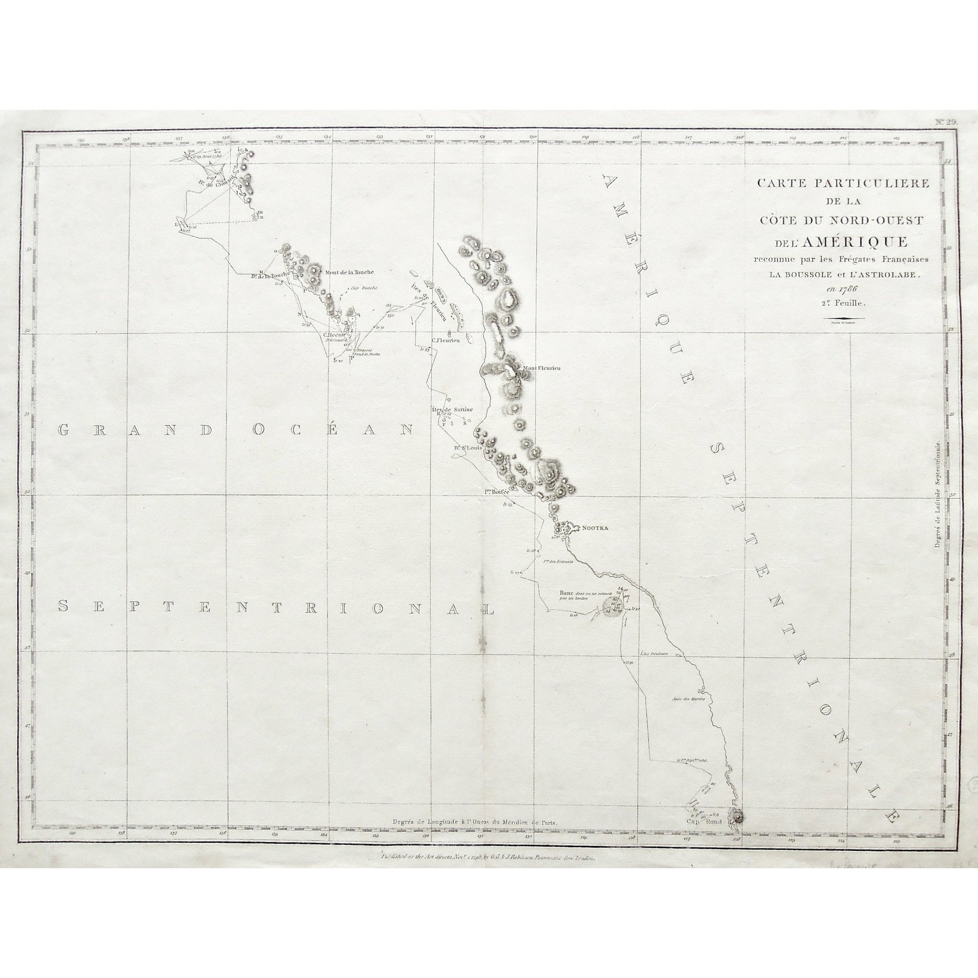 Carte Particuliere, Carte, Cartes, Map, Maps, Mapping, Chart, Charts, Charting, Cote du Nord-Ouest de l'Amerique, Cote du Nord-Ouest, Amerique, North America, North West Coast, North West of North America, Fregates Francaises, Boussole, Astrolabe, Grand Ocean Septentrional, Pacific Ocean, West Coast, Amerique Septentrional, dated travels, Dated, Baie de Clonard, Clonard, Baie de la Touche, Mont de la Touche, Cap Hector, Cap Buaché, Cape Hector, Kerouard, Isle de Fleurieu, Cap Fleurieu, Mont Fleurieu, Isle 