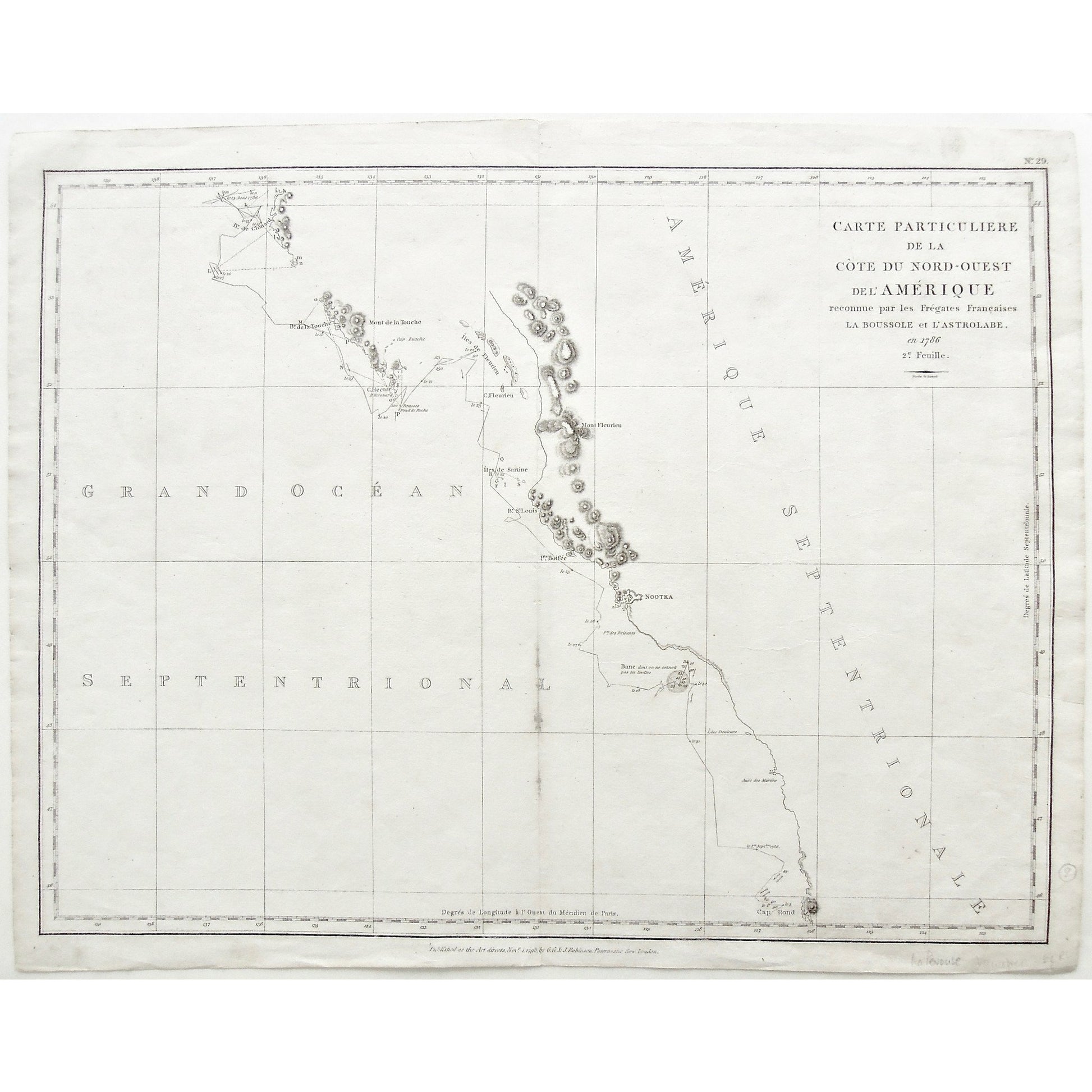 Carte Particuliere, Carte, Cartes, Map, Maps, Mapping, Chart, Charts, Charting, Cote du Nord-Ouest de l'Amerique, Cote du Nord-Ouest, Amerique, North America, North West Coast, North West of North America, Fregates Francaises, Boussole, Astrolabe, Grand Ocean Septentrional, Pacific Ocean, West Coast, Amerique Septentrional, dated travels, Dated, Baie de Clonard, Clonard, Baie de la Touche, Mont de la Touche, Cap Hector, Cap Buaché, Cape Hector, Kerouard, Isle de Fleurieu, Cap Fleurieu, Mont Fleurieu, Isle 