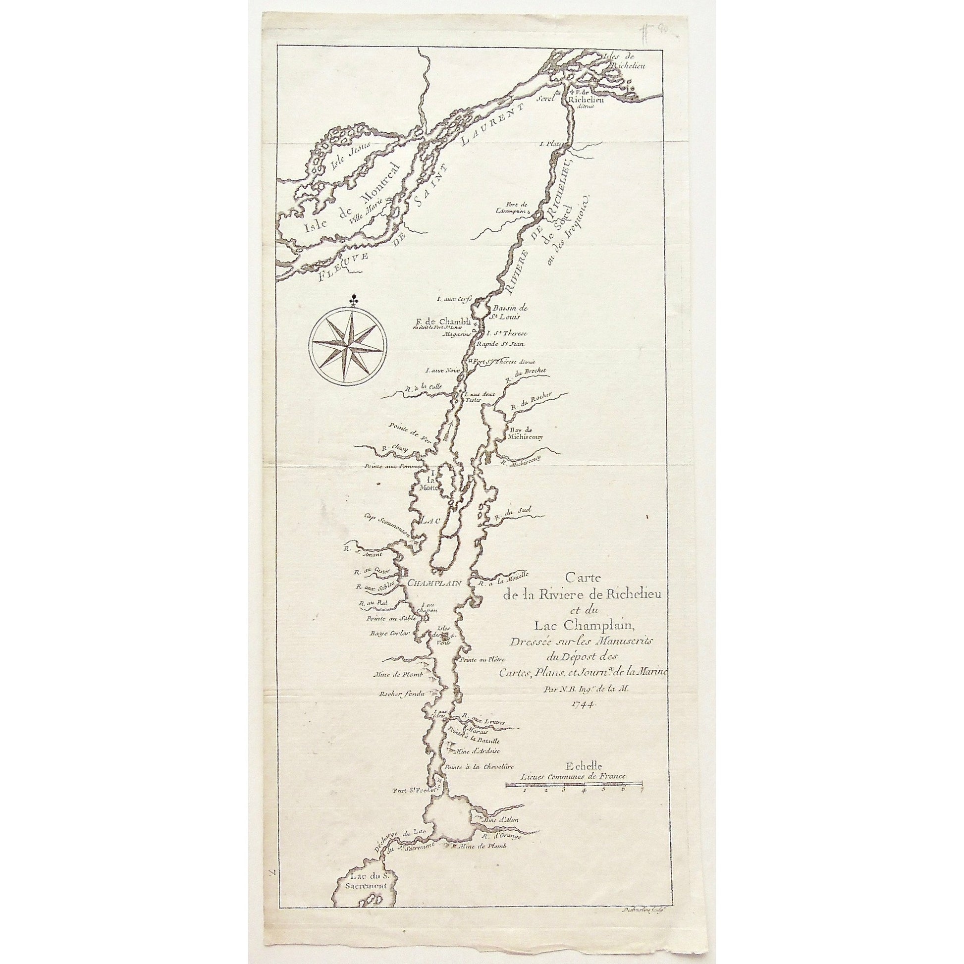 Carte de la Riviere de Richelieu, Carte, Cartes, Riviere de Richelieu, Riviere, River, Richelieu, Richelieu River, Lac Champlain, Lake Champlain, Plans, Map, Maps, Mapping, Chart, Charts, Charting, Isle Jesus, Isle de Montreal, Montreal, Island of Montreal, Ville Marie, Fleuve St. Laurent, St. Lawrence River, Isle de Richelieu, Fort de Richelieu, Sorel, Isle Plate, Fort de l'Assomption, Iroquois, Fort Chamblis, Bassin de St. Louis, Fort de Chambli, Lac du S. Sacrement, Lake St. Sacrement, Isle au Chapon, Is