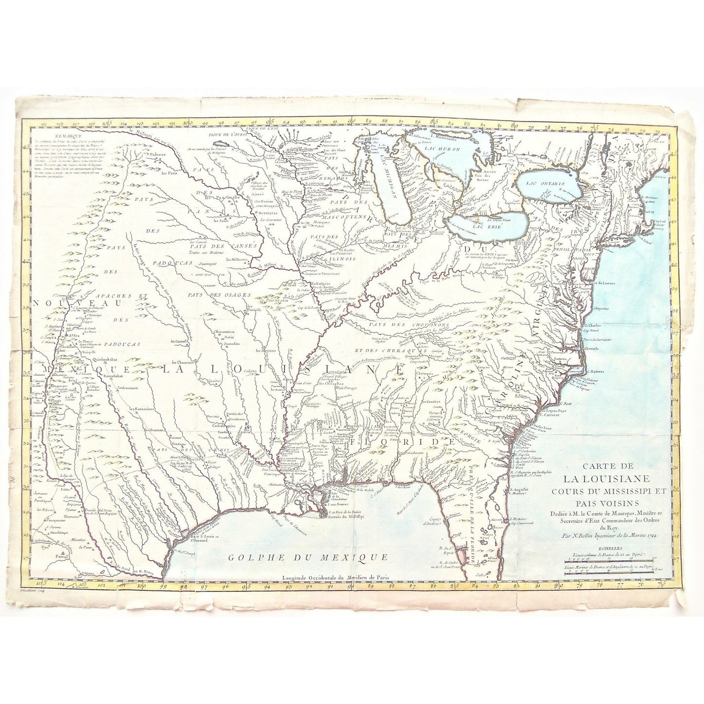 Carte de la Louisiane, Cours du Mississipi, Cours du Mississippi, Cours, Mississippi, Mississippi River, Pais, Voisins, Carte, Cartes, Maps, Map, Mapping, Chart, Charts, Charting, Lac Huron, Lac Ontario, Lac Erie, Lac Michigan, Lake Ontario, Lake Erie, Lake Michigan, Lake Huron, Pays de iroquois, Iroquois, Nouvelle Angleterre, New England, Cape Anne, Boston, Cape Cod, Plymouth, Long Island, Rhode Island, Nauset, Nanset, Pennsylvania, Nouvelle Jersey, New Jersey, Virginie, Virginia, Caroline, Carolinas, Cape