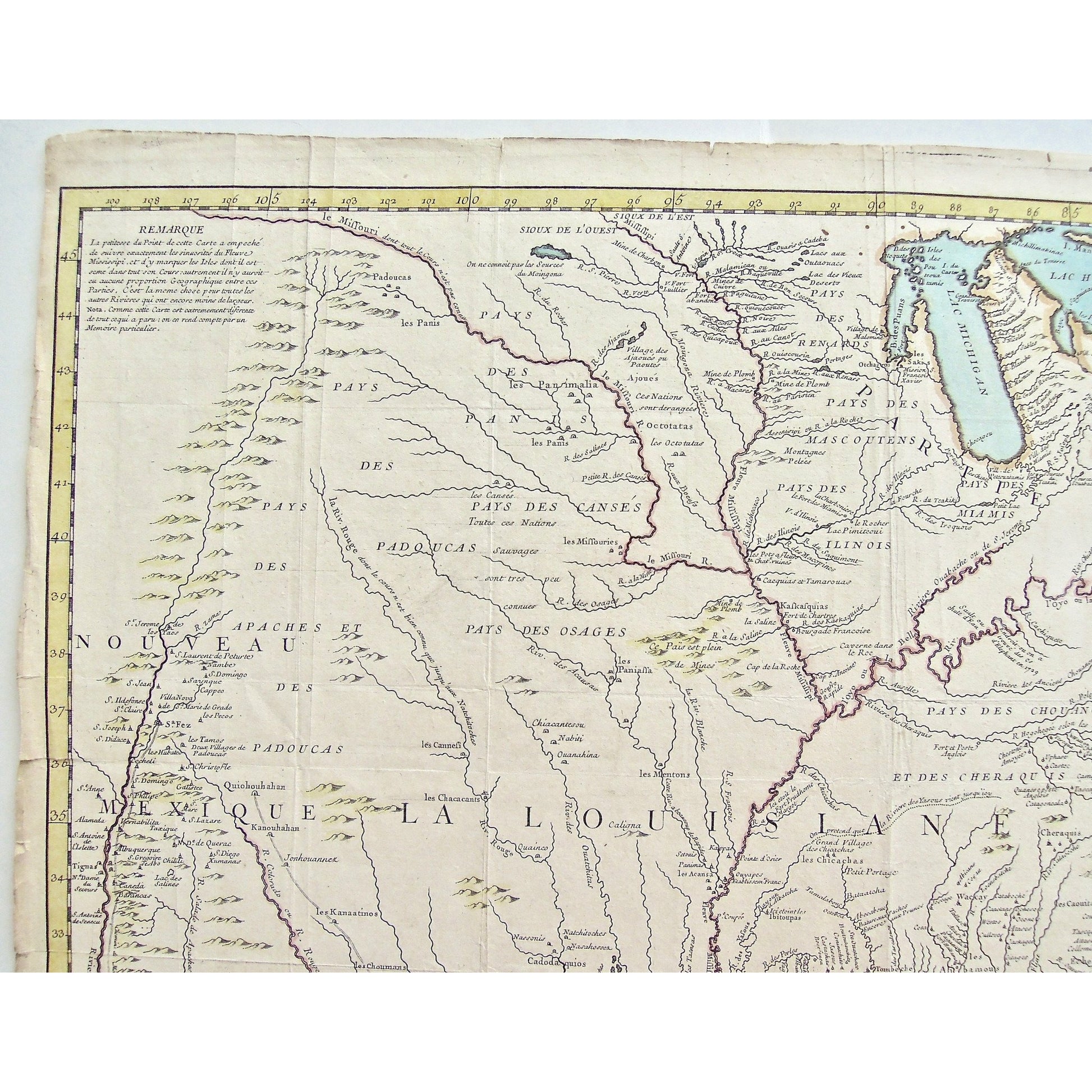 Carte de la Louisiane, Cours du Mississipi, Cours du Mississippi, Cours, Mississippi, Mississippi River, Pais, Voisins, Carte, Cartes, Maps, Map, Mapping, Chart, Charts, Charting, Lac Huron, Lac Ontario, Lac Erie, Lac Michigan, Lake Ontario, Lake Erie, Lake Michigan, Lake Huron, Pays de iroquois, Iroquois, Nouvelle Angleterre, New England, Cape Anne, Boston, Cape Cod, Plymouth, Long Island, Rhode Island, Nauset, Nanset, Pennsylvania, Nouvelle Jersey, New Jersey, Virginie, Virginia, Caroline, Carolinas, Cape