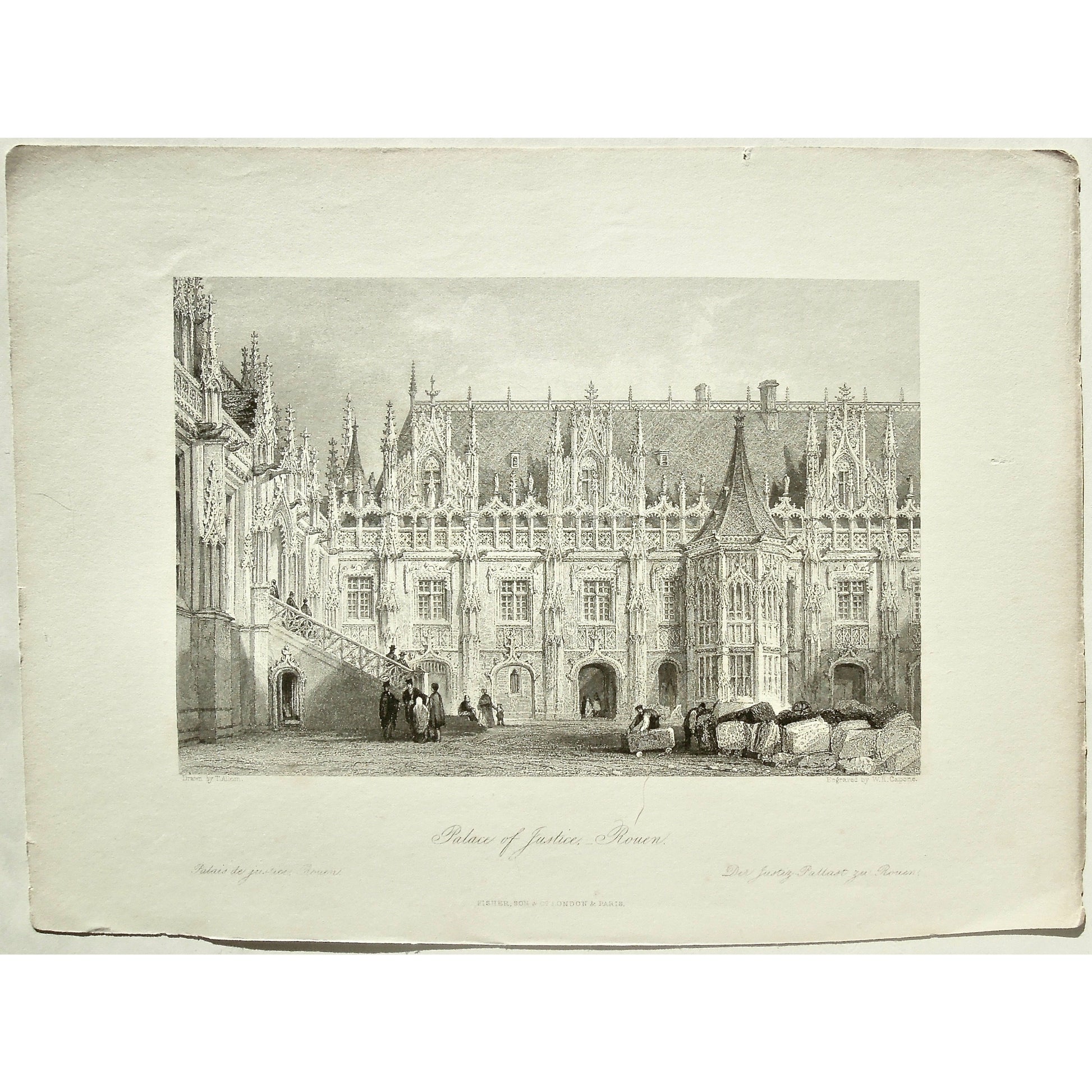 France, France Illustrated, Exhibiting its Landscape Scenery, Antiquities, Military and Ecclesiastical Architecture, Drawings, Thomas Allom, Esq., Allom, Descriptions by The Rev. G. N. Wright, M. A. Vol. III., London, Paris, Reverend George Newenham, Newenham, Caxton Press, Angel St., Martin's-Le-Grand, Mandeville, Neuve Vivienne, 1846, Palace, Palace of Justice, Palais de Justice, Rouen, Building, Buildings, Ornate, Architecture, Louis XII, Palais de Justice de Rouen, Normandie, Architectural features, art