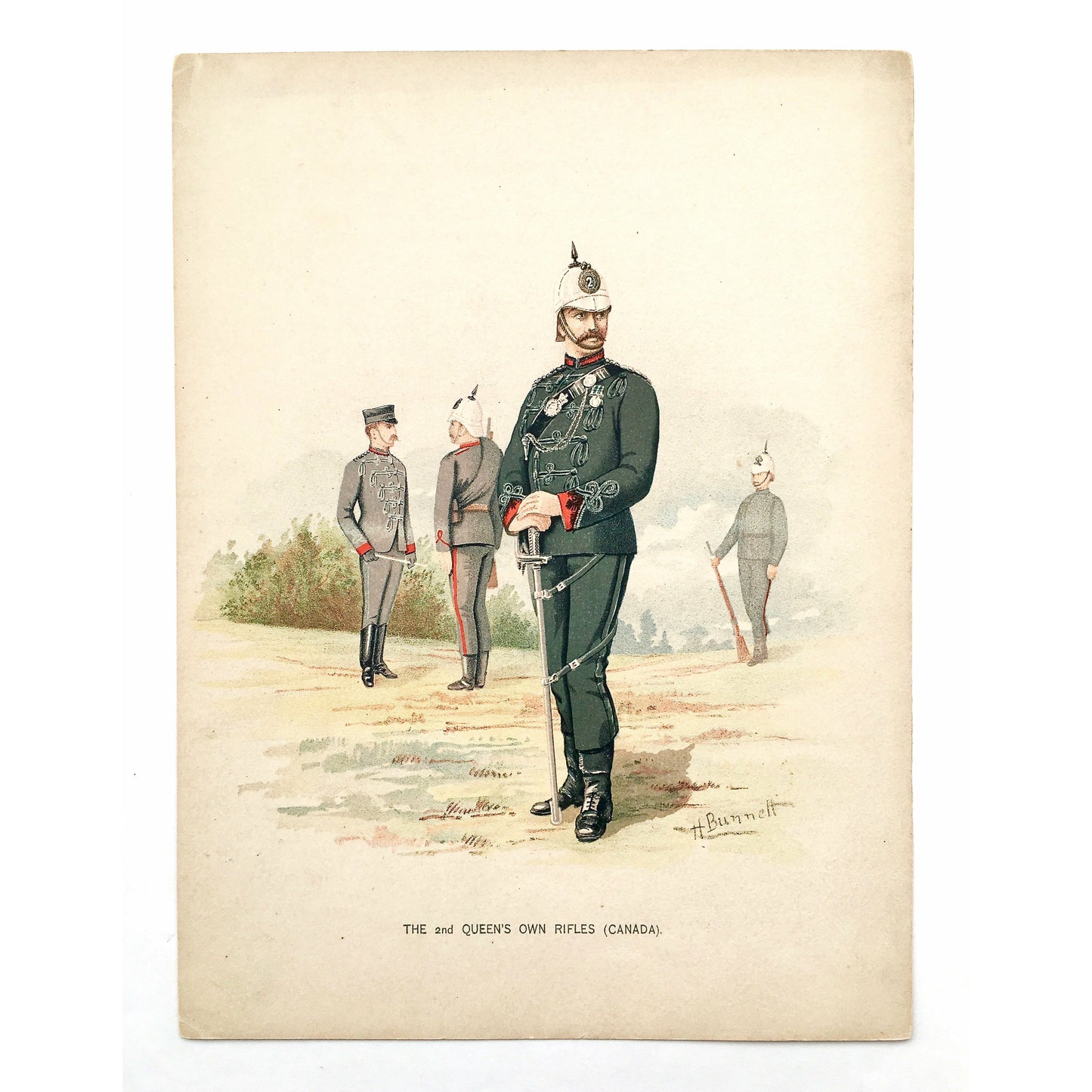 The 2nd Queen's Own Rifles, Rifles, Canada, Artillery, Military, Military Costume, Horses, Riding, Costume, Uniform, Her Majesty's Army, Regiments, Queen's Forces, H. Bunnett, Bunnett, Sword, Army, London, 1890, Military Prints, Canadian, Canadian Military, Canadian Army, Armed Forces, Military Uniform, Chromolithograph, J. S. Virtue & Co., Antique Prints, Antique, Prints, Vintage, Home decor, Interior decor, wall art, wall decor, Interior design, Art History, Military History, Design, Art, Printmaking, art